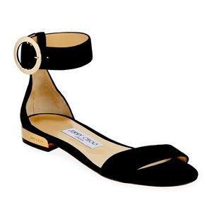 Jimmy Choo Jamie flat suede ankle strap sandals
